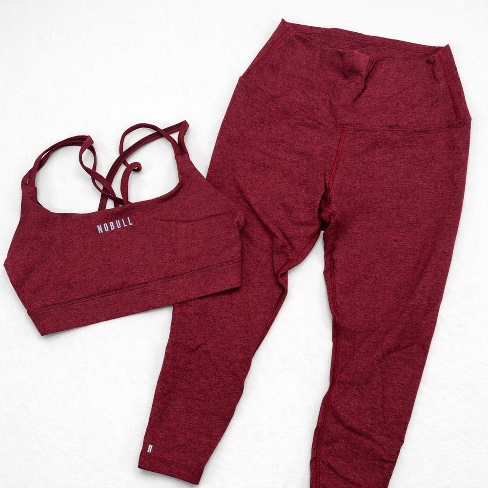 NOBULL Burgundy Matching Sports Bra & Leggings Set S/M